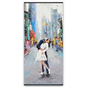 Couple Kissing On The Street - Wooden Magnetic Frame