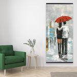 Couple Walking Under Their Umbrella - Wooden Magnetic Frame