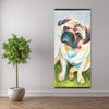 Cute Pug With A Rose In His Mouth - Wooden Magnetic Frame