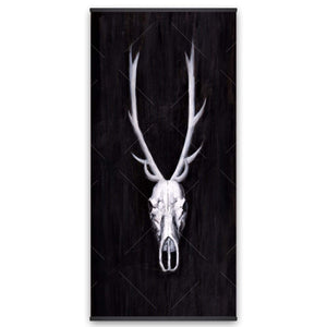 Deer Skull On Black Background - Wooden Magnetic Frame