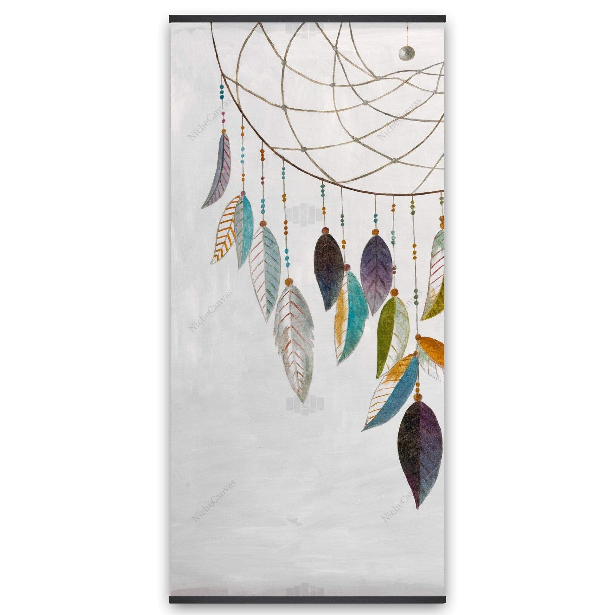 Dreamcatcher With Feathers - Wooden Magnetic Frame