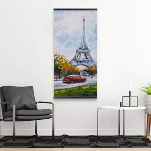 Driving Near The Eiffel Tower - Wooden Magnetic Frame