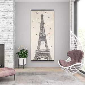 Eiffel Tower With Flying Birds - Wooden Magnetic Frame