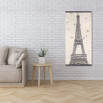 Eiffel Tower With Flying Birds - Wooden Magnetic Frame