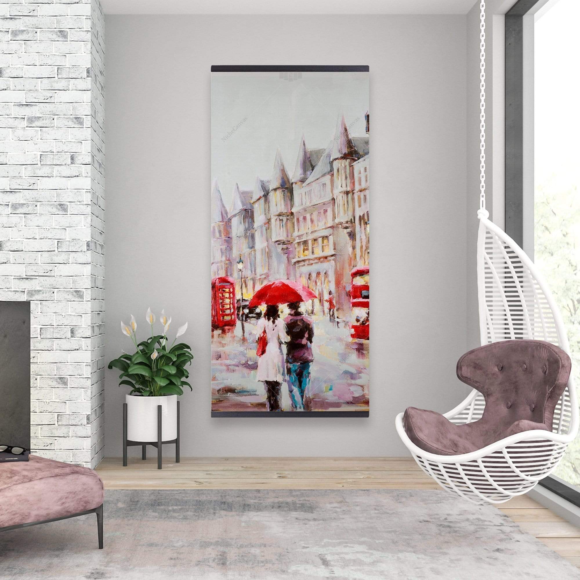 European Street By A Rainy Day - Wooden Magnetic Frame