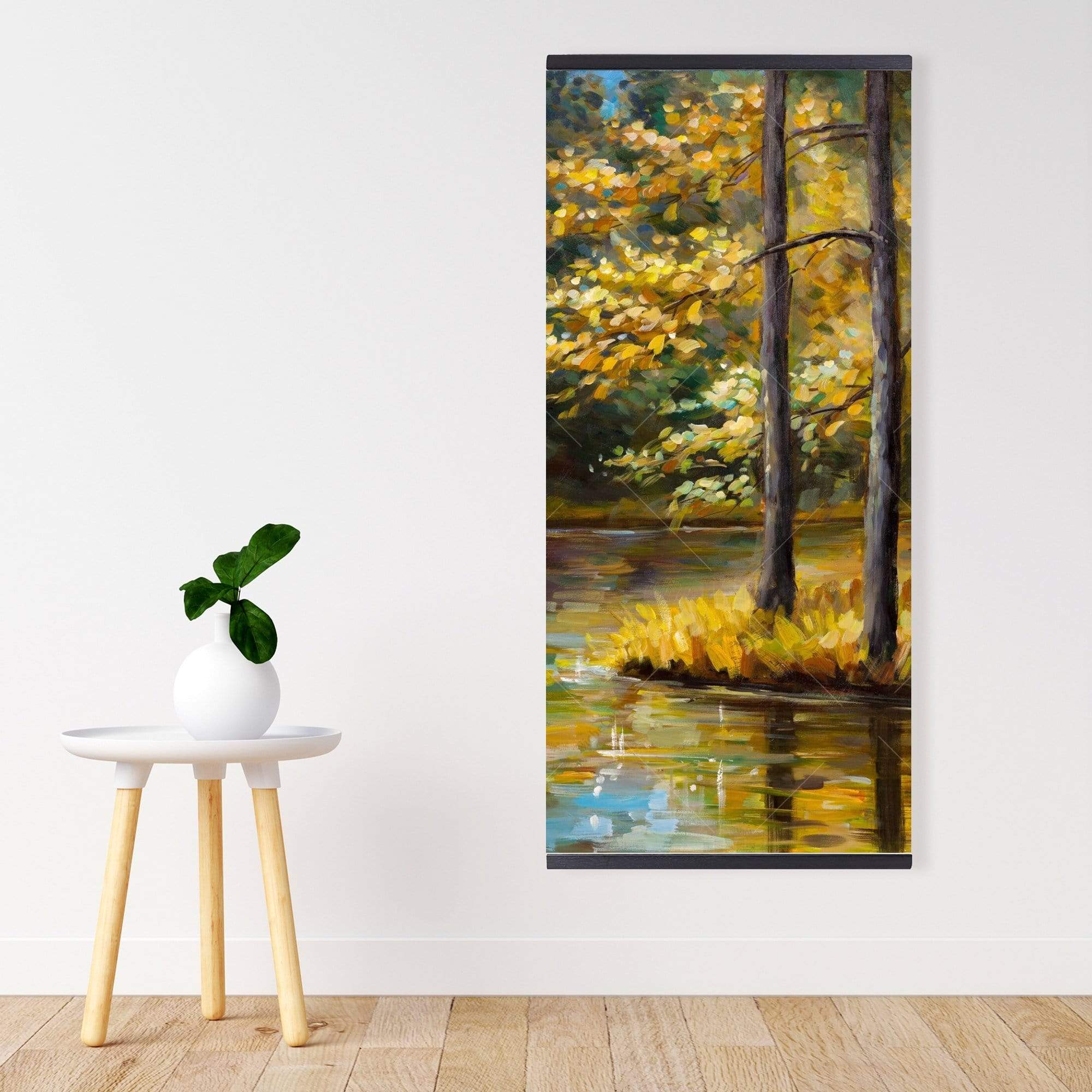 Fall Landscape By The Water - Wooden Magnetic Frame