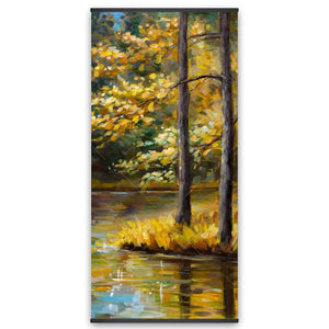 Fall Landscape By The Water - Wooden Magnetic Frame