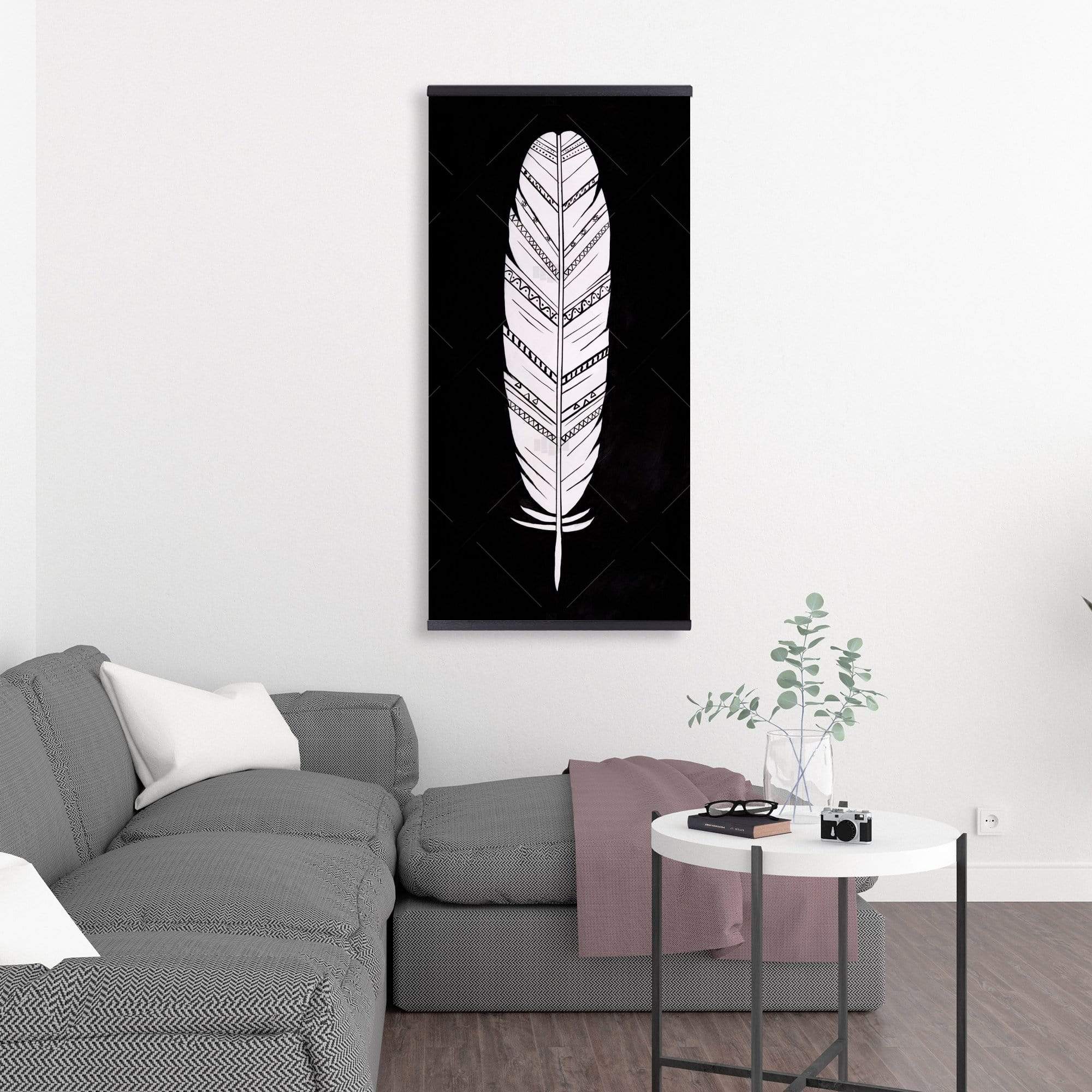 Feather With Patterns - Wooden Magnetic Frame