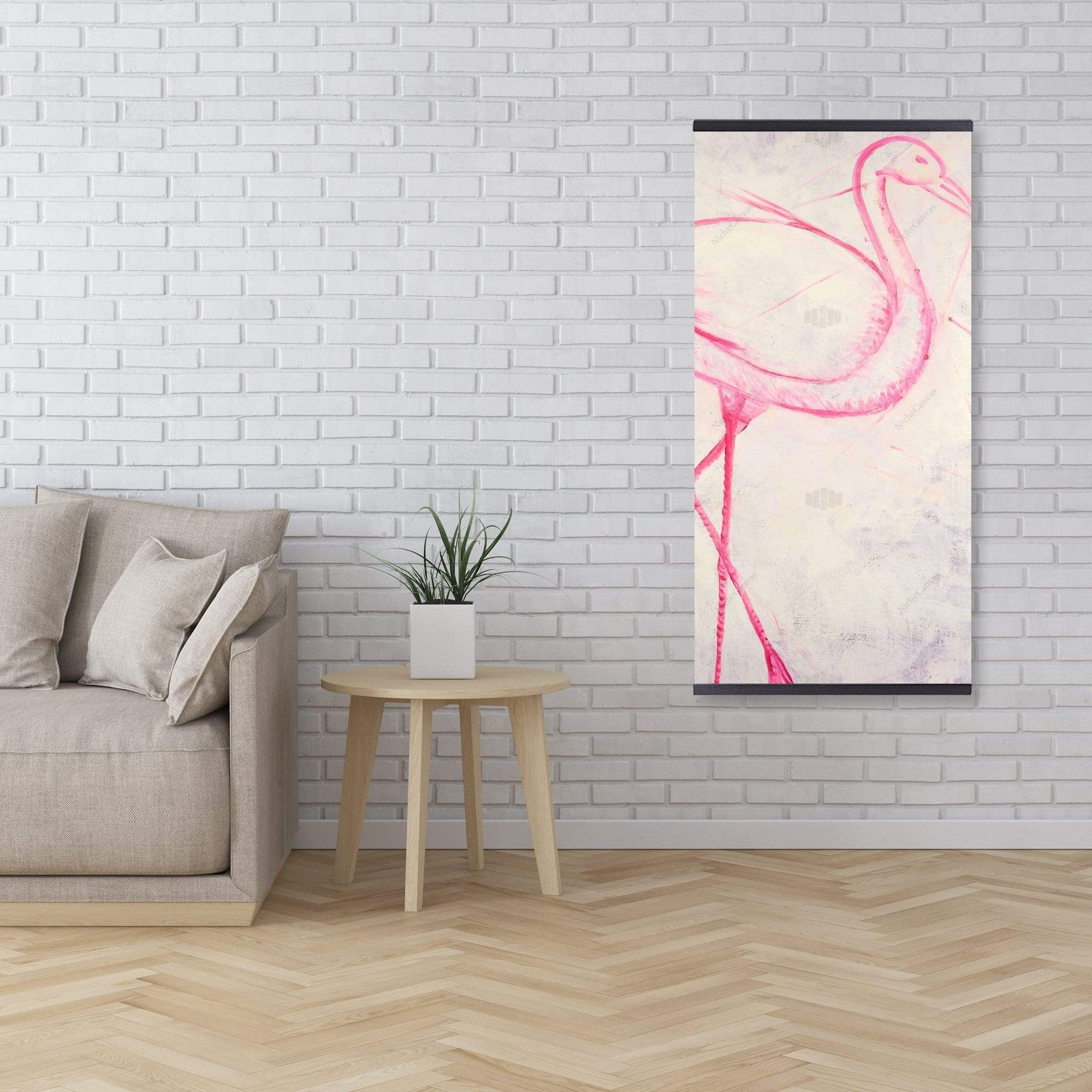 Flamingo Sketch - Wooden Magnetic Frame