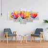 Four Colored Flowers On Gray Background
