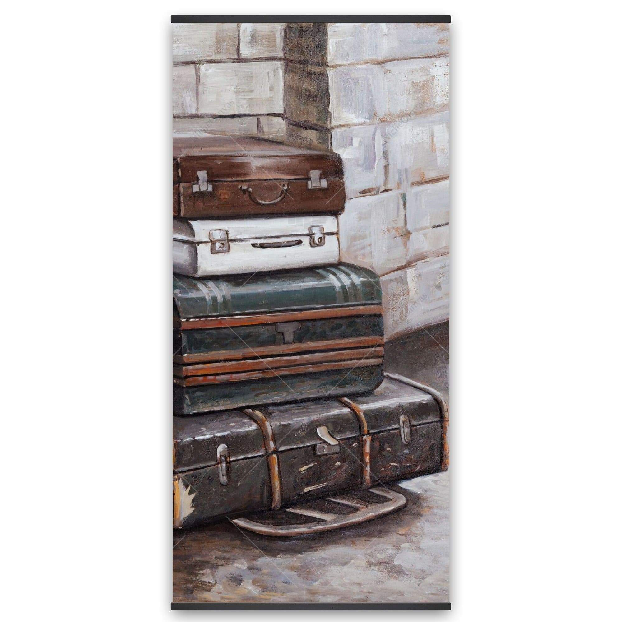 Four Old Traveling Suitcases - Wooden Magnetic Frame