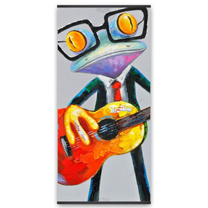 Funny Frog Playing Guitar - Wooden Magnetic Frame