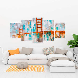 Golden Gate With Turquoise Paint Spots