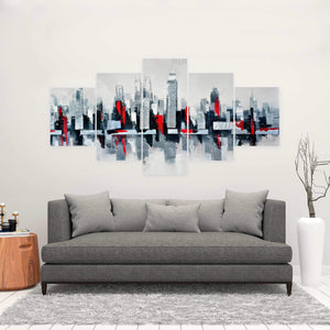 Gray and Red Floating Cityscape