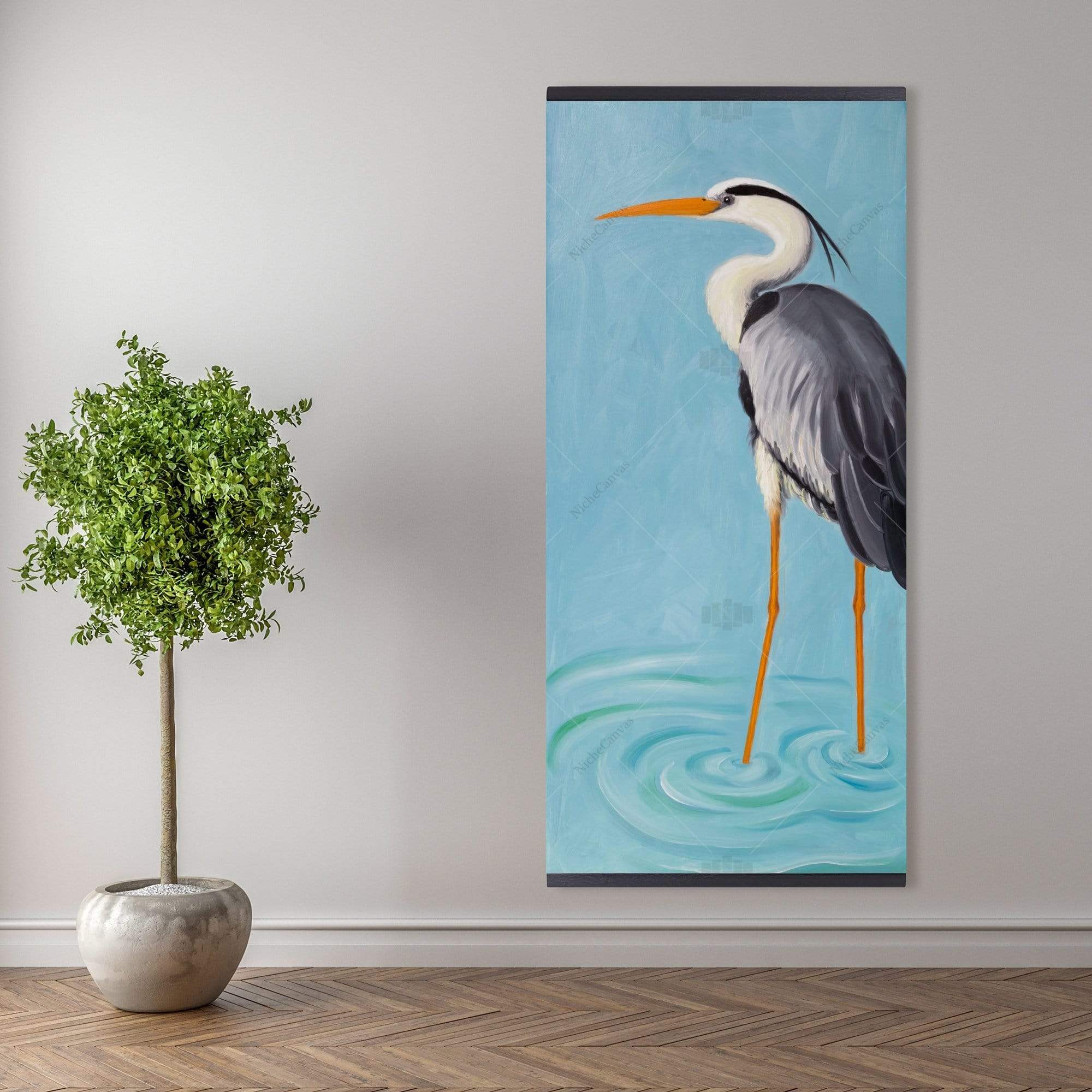 Grey Heron - Wooden Magnetic Frame