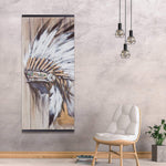 Indian With Feathers - Wooden Magnetic Frame