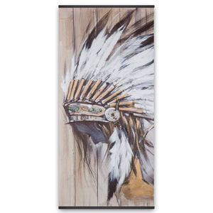 Indian With Feathers - Wooden Magnetic Frame