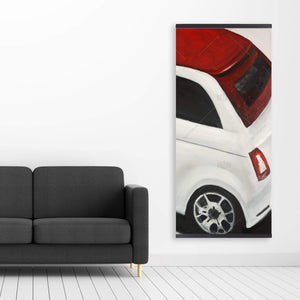 Italian Red And White Car - Wooden Magnetic Frame