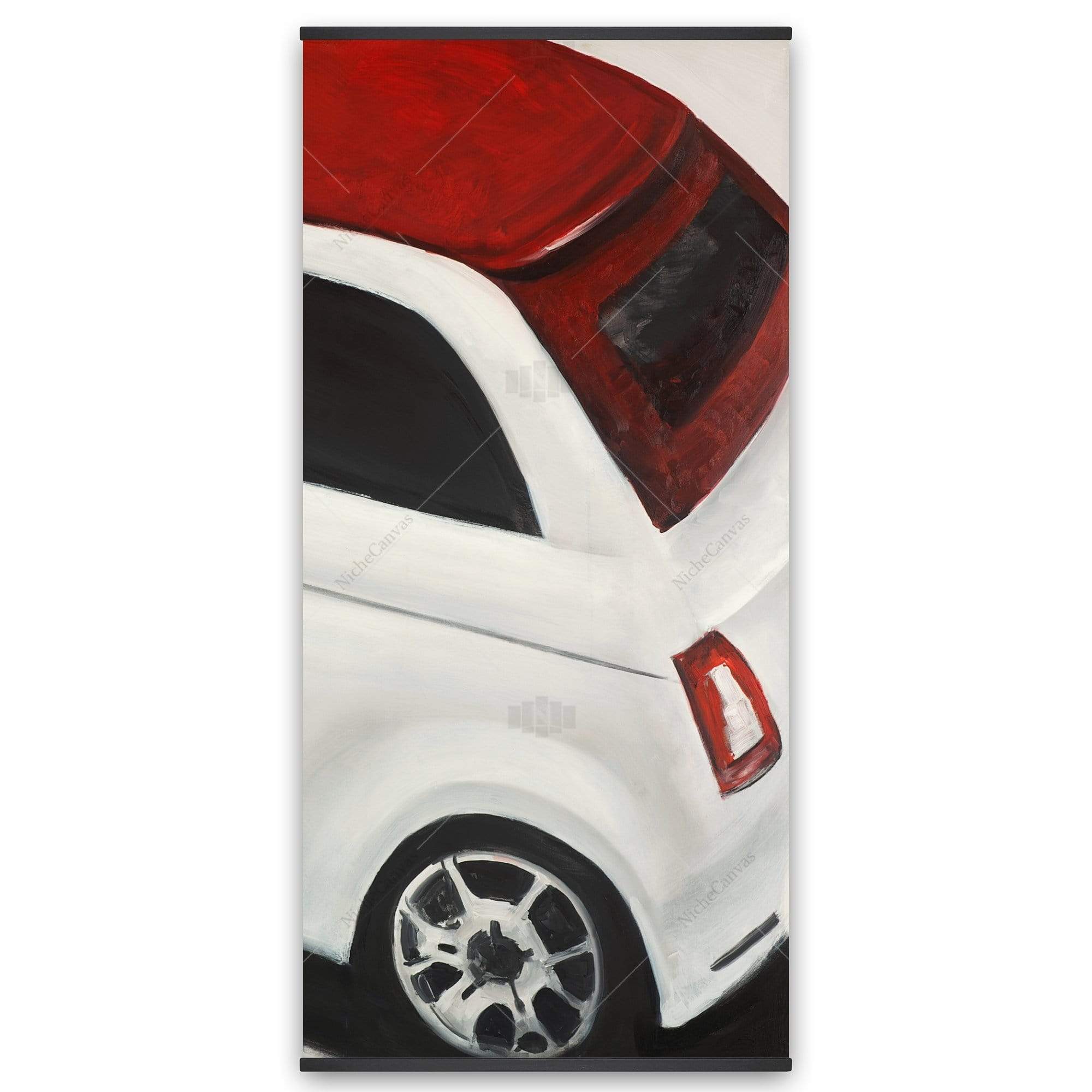 Italian Red And White Car - Wooden Magnetic Frame