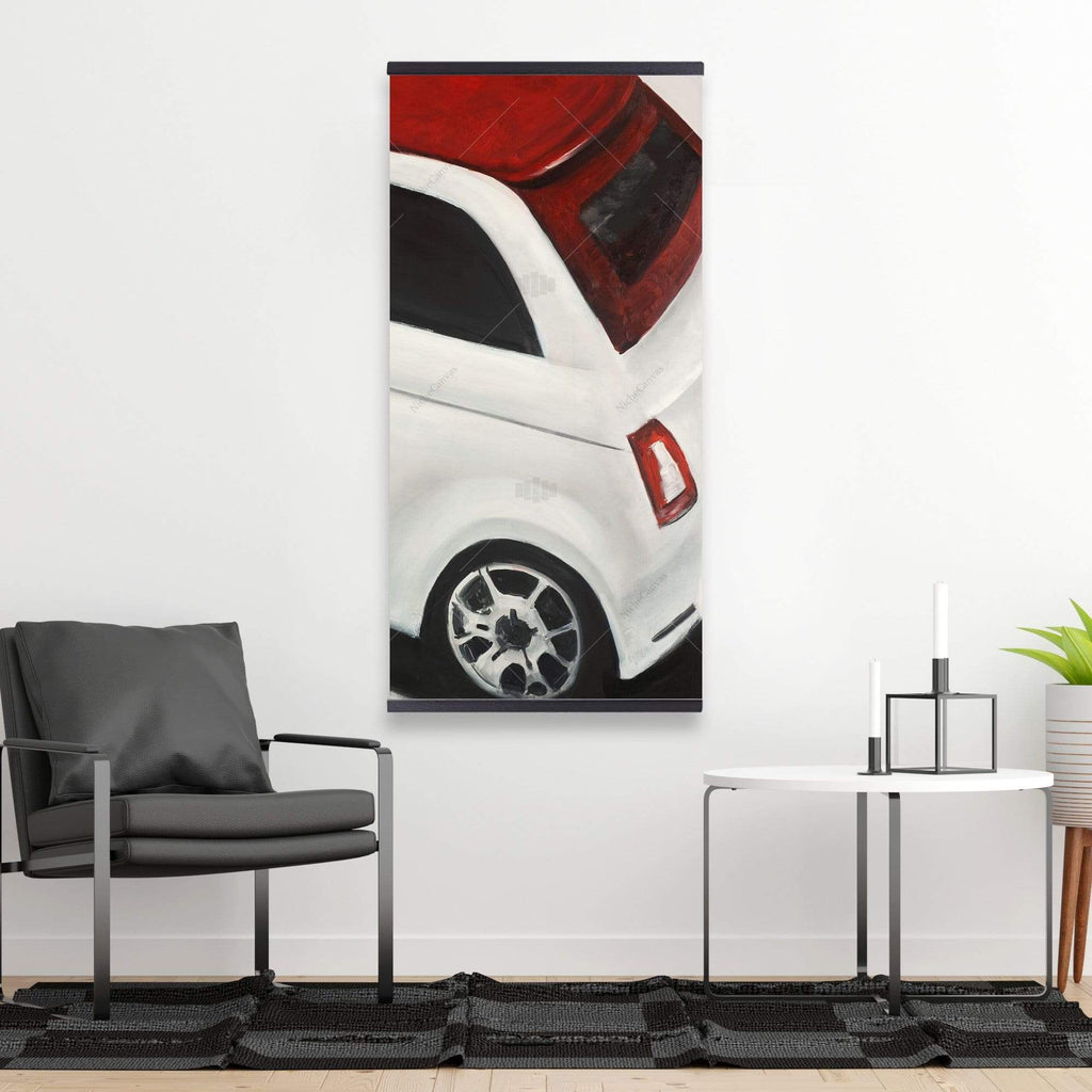 Italian Red And White Car - Wooden Magnetic Frame