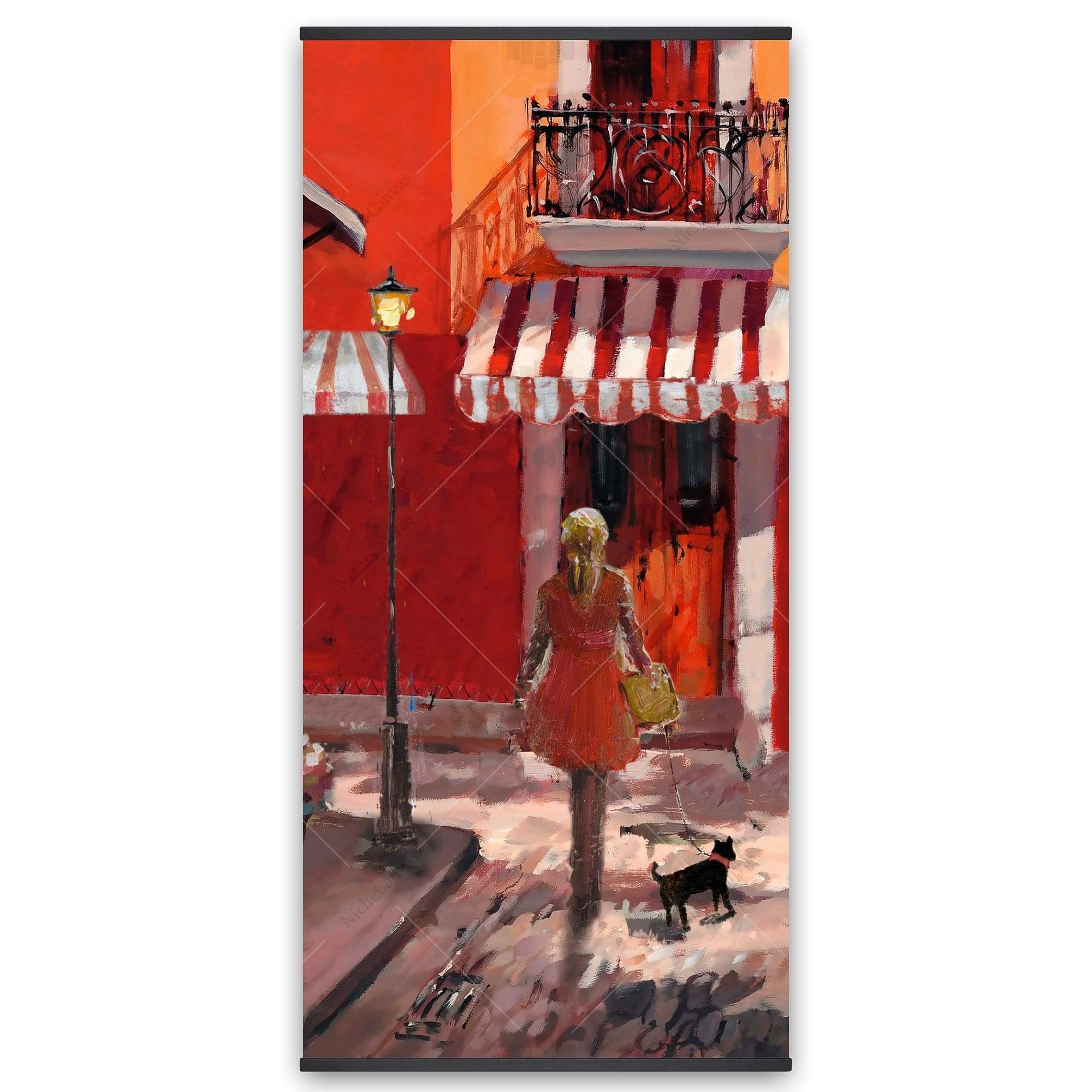 Lady Walking Down The Street - Wooden Magnetic Frame