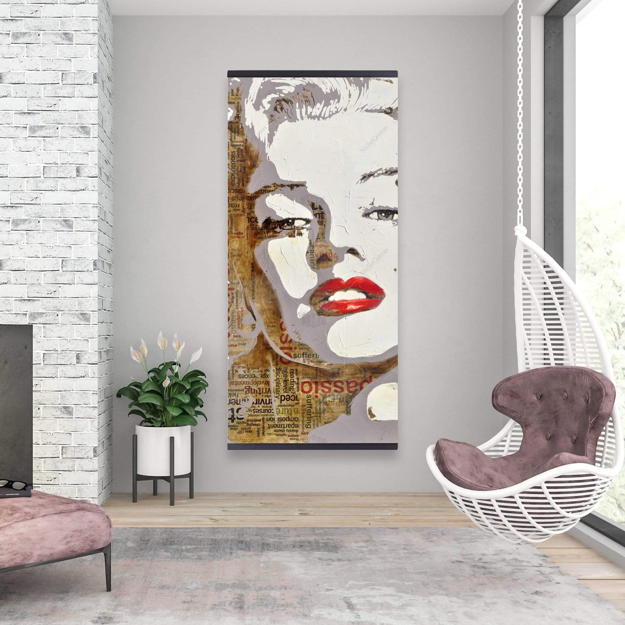 Marilyn Monroe With Typography - Wooden Magnetic Frame