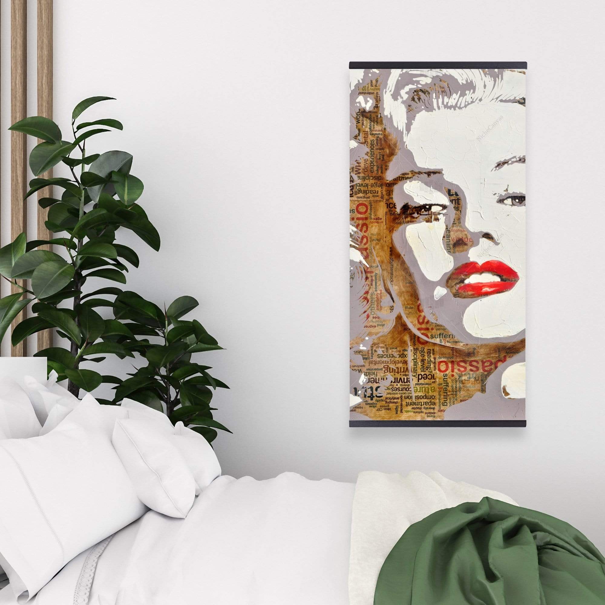 Marilyn Monroe With Typography - Wooden Magnetic Frame