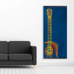 Modern Blue Abstract Guitar - Wooden Magnetic Frame