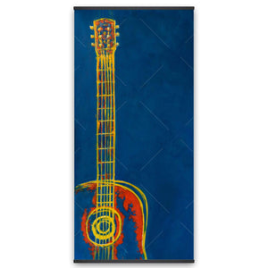 Modern Blue Abstract Guitar - Wooden Magnetic Frame