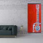 Modern Red Abstract Guitar - Wooden Magnetic Frame