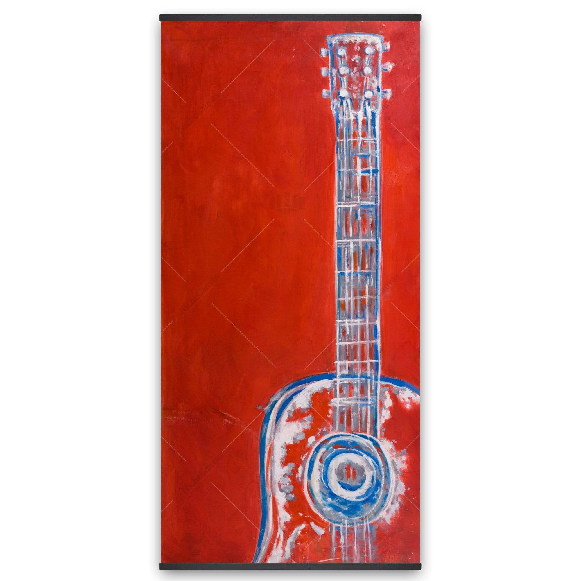 Modern Red Abstract Guitar - Wooden Magnetic Frame