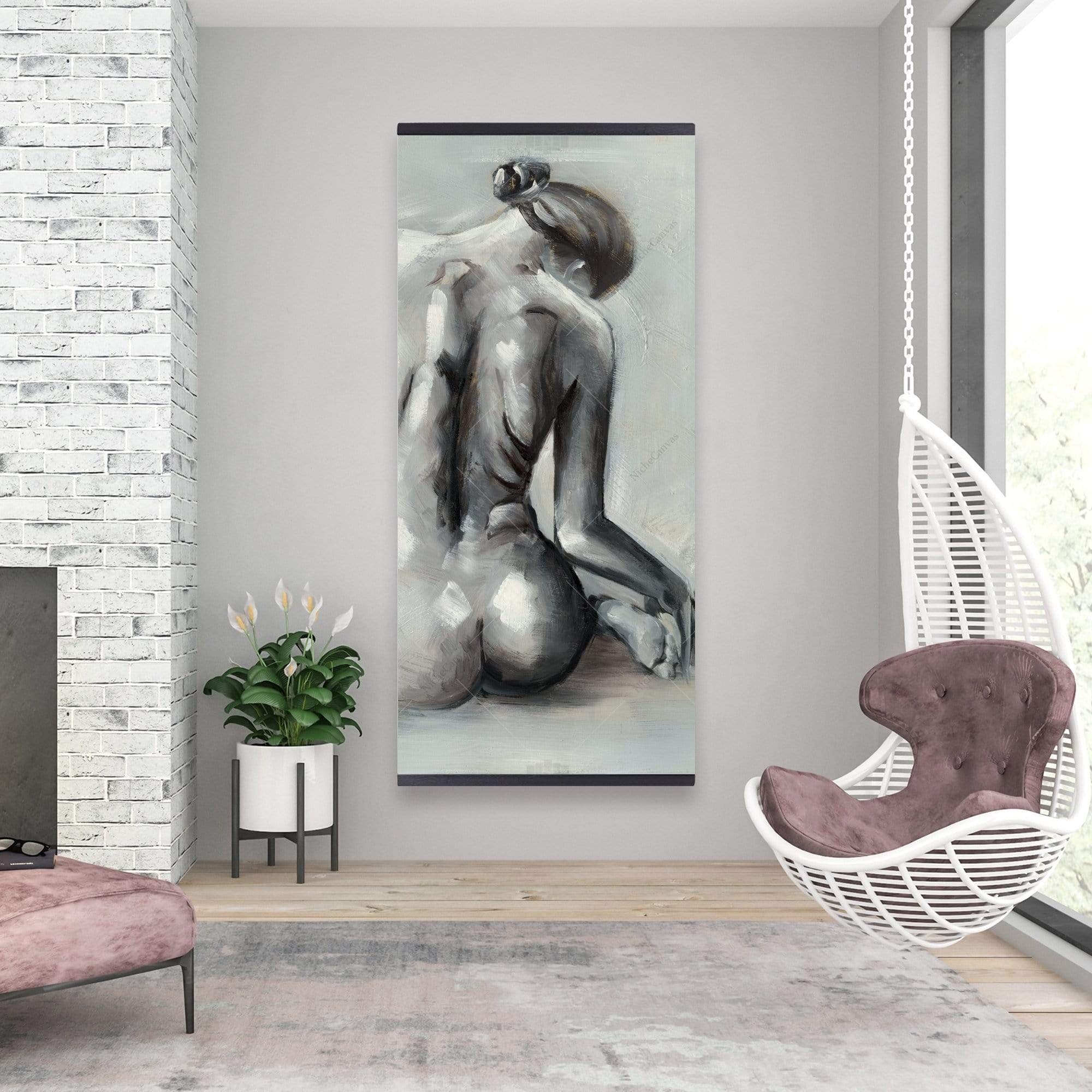 Nude Woman From Behind - Wooden Magnetic Frame