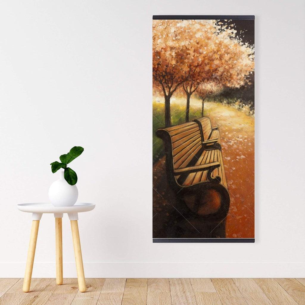 Park Bench On A Fall Day - Wooden Magnetic Frame