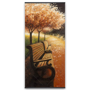 Park Bench On A Fall Day - Wooden Magnetic Frame