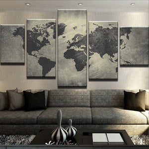 World Map - 5 Panels Set