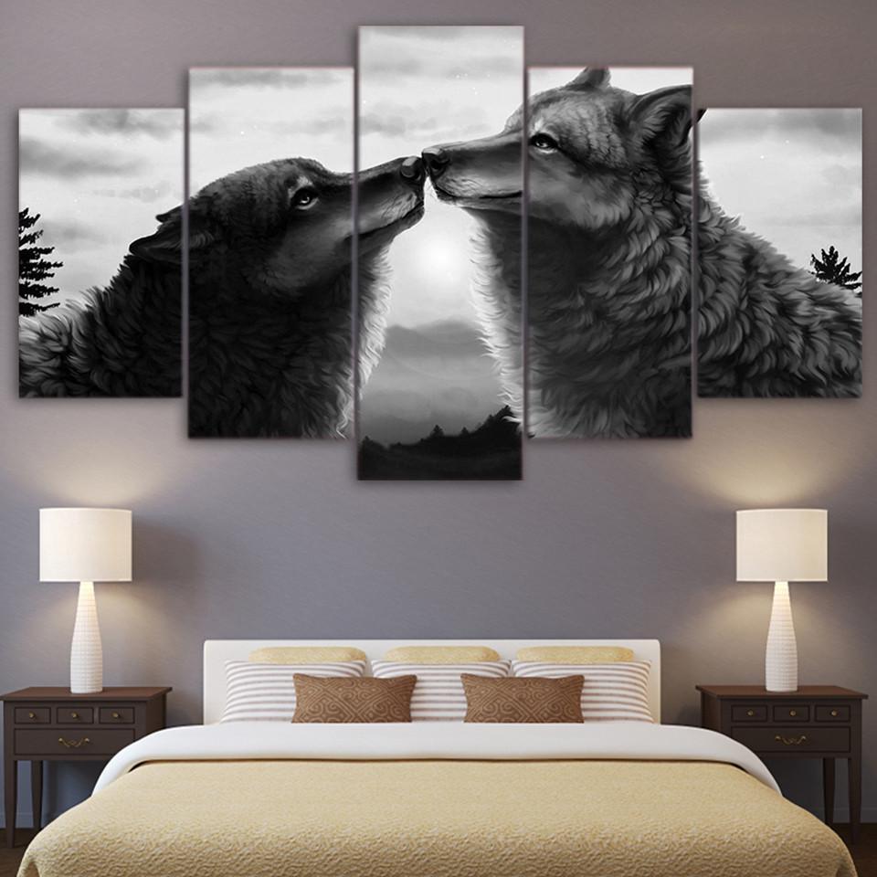 Black Couple Wolf Canvas - Limited Edition