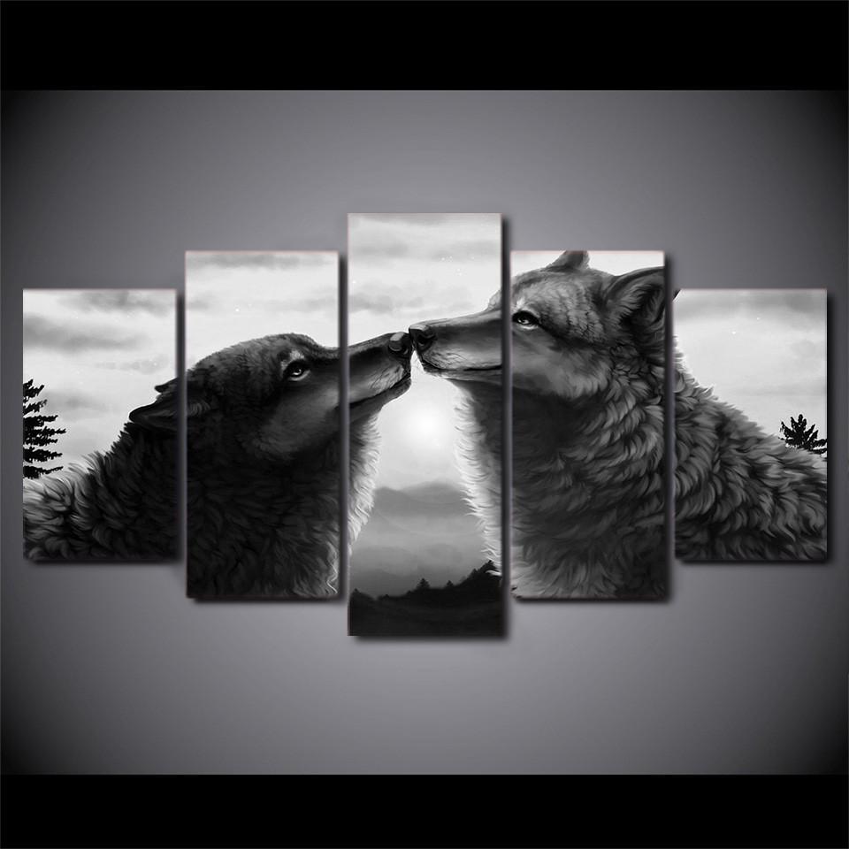 Black Couple Wolf Canvas - Limited Edition