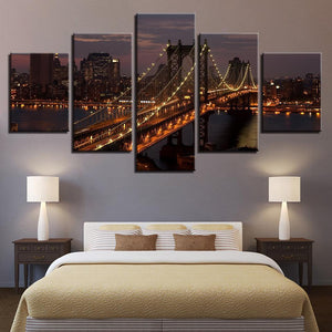 Manhattan Bridge At Night