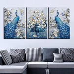 Blue Peacock Flowers Set