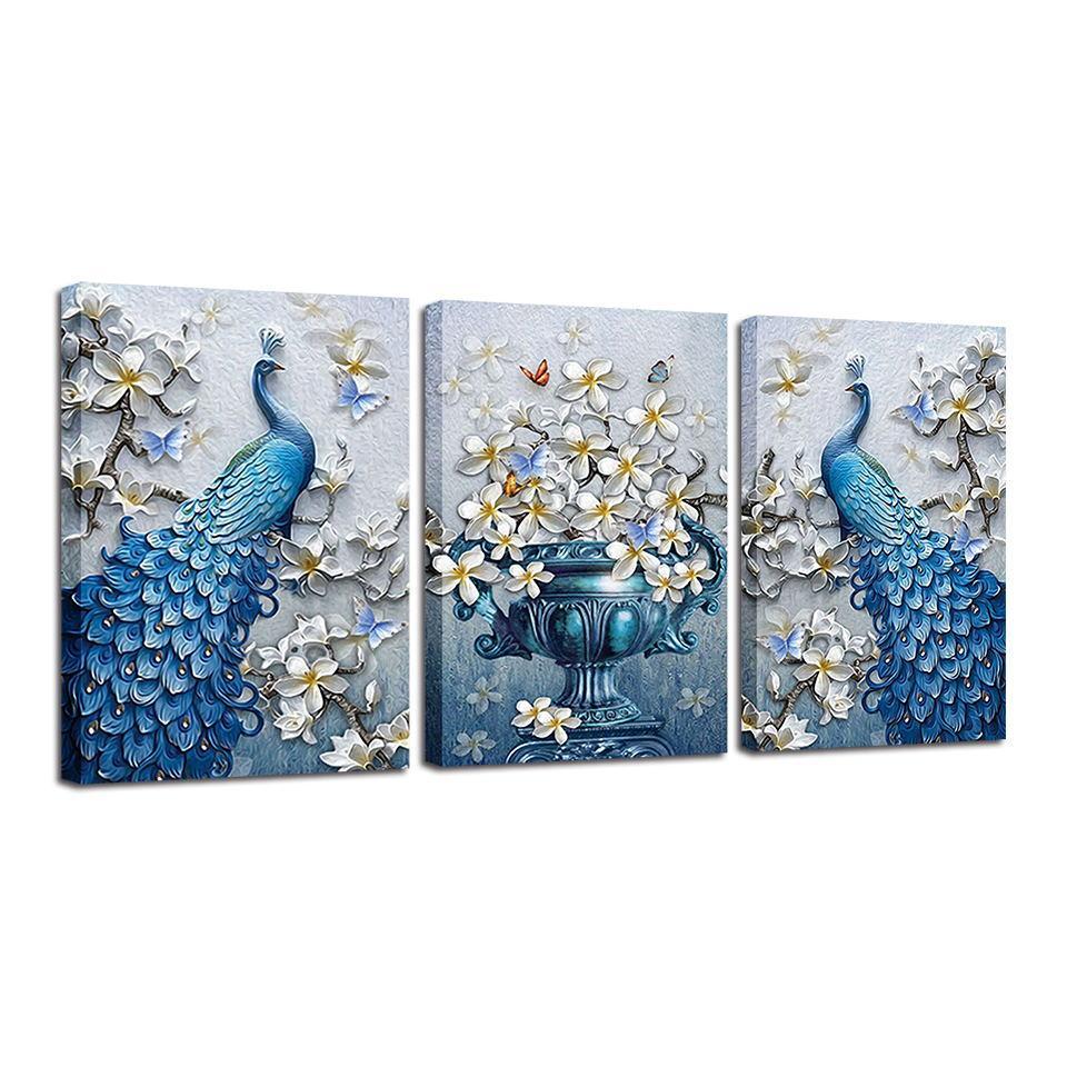 Blue Peacock Flowers Set