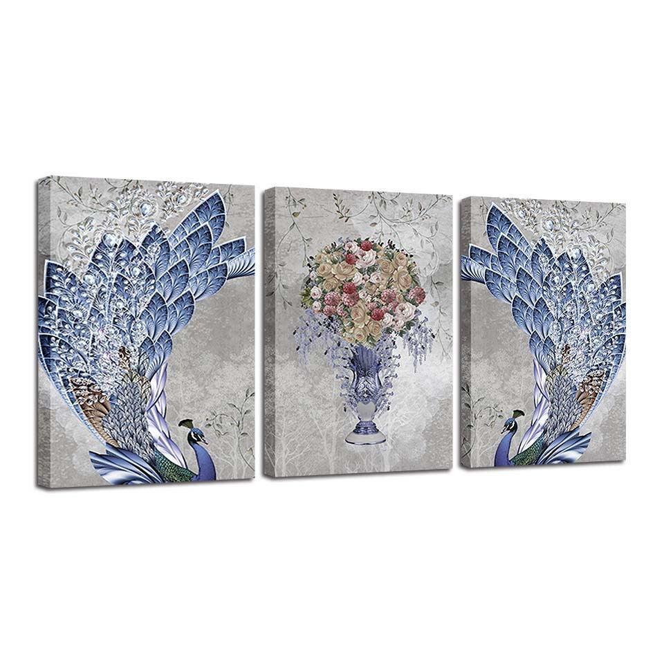 Feathery Peacock Flowers Set