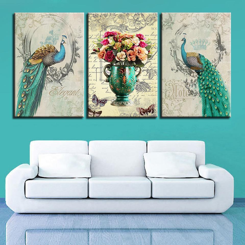 Green Peacock Flowers Set