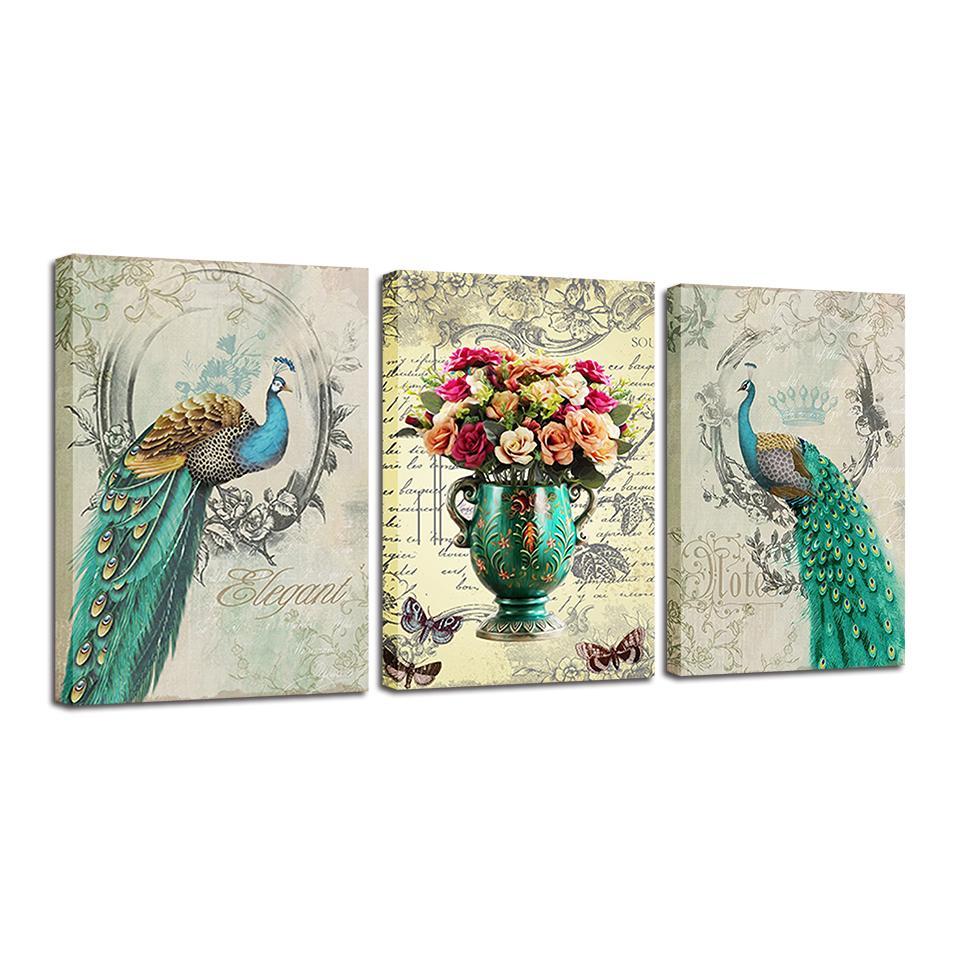 Green Peacock Flowers Set