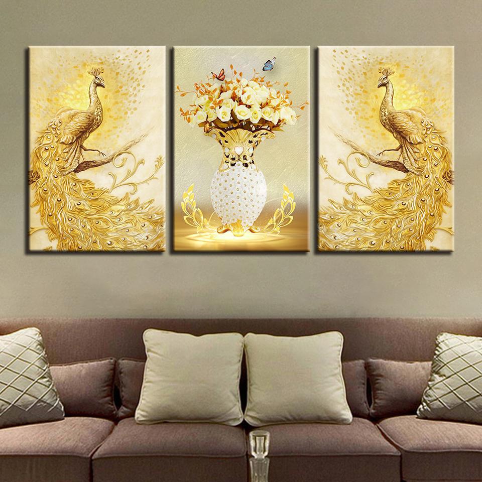 Golden Peacock Flowers Set