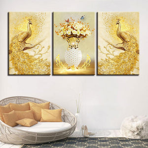 Golden Peacock Flowers Set