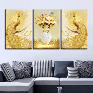 Golden Peacock Flowers Set