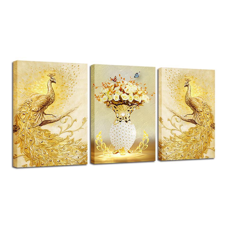 Golden Peacock Flowers Set