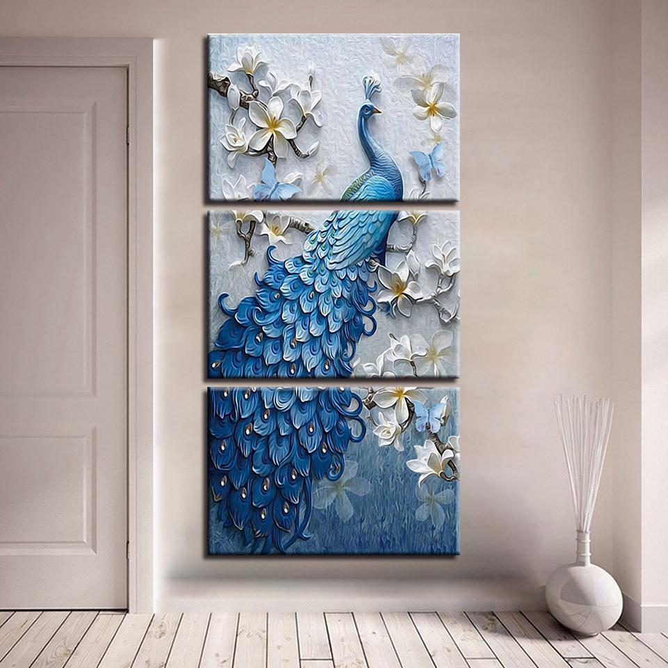 Blue Peacock Flower Set - Vertical