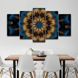 Gold & Blue Fractal Flower