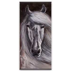 Proud White Horse - Wooden Magnetic Frame